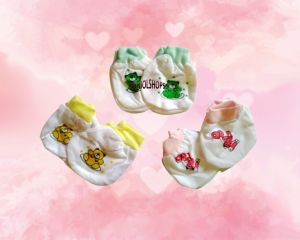 Kaos kaki dan sarung tangan baby MURAH LIST Warna  Newborn 0-3 Bulan 3 set