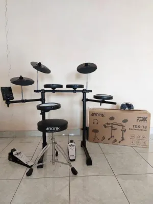 Aroma Drum Electric TDX 18 Drumset (Include Bangku & Headphone) Drum Elektrik - Black
