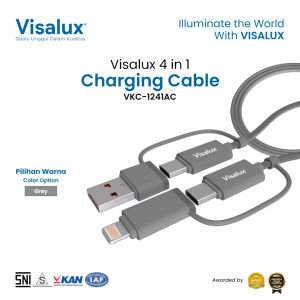 Visalux Charging Cable 65W 4in1 Turbo Fast Charging - Kabel Data / Cas / Charger Pengisian Daya Cepat Type-C Type-A & Lightning Hitam / Abu-abu 12 Meter (VKC1241AC)