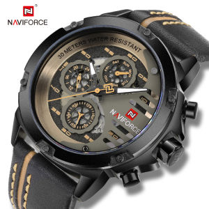 NAVIFORCE Men Watch Date Week Sport Mens Watches Top Brand Luxury Military Army Business Genuine Leather Quartz Male Clock NF9110