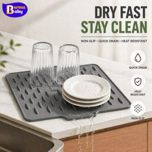 BERMA BABY Silicone Sink Mat Non Slip Dish Drying Mat Quick Drain Heat Resistant Counter Pad