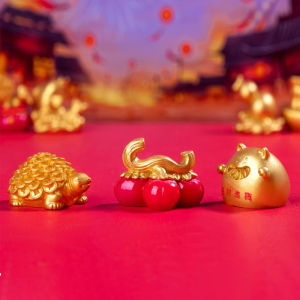 [caichuitan] Mini New Years Wealth Tree Lucky Bag Statue Micro Landscape Home Desktop Car Dashboard Decoration