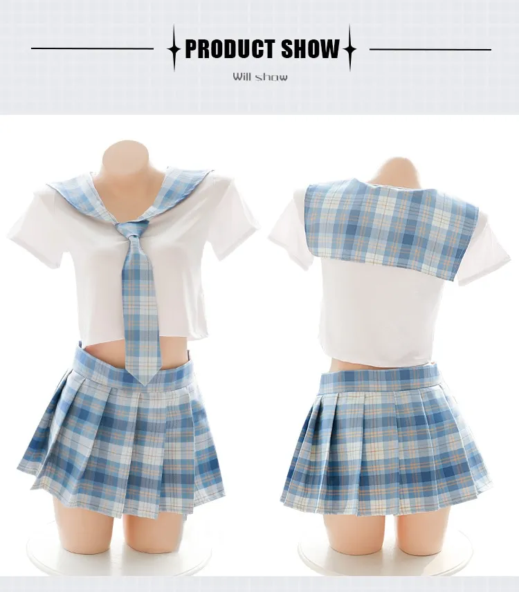 Japanese Role Play College Style Plaid Skirt Set Back With Hollow Out  Student Cosplay Uniform Sexy Lingerie For Women School Girl Costume From  Wanjiahe, $11.59