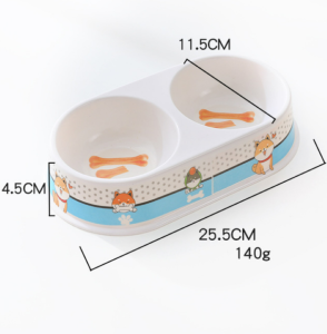 Chén ăn 2 ngăn cho Chó Mèo bằng chất liệu nhựa Melamine hoạ tiết đẹp mắt (mẫu mới) - Love Pets Shop
