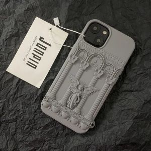 Retro Artwork 3D Angel Statue Phone Case For Iphone 16 15 14 13 17 Pro Max Literature Trendy Silicone Shockproof Soft Back Cover