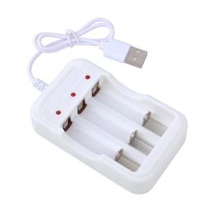 Rechargeable Dock Station Charging Holder Base for AA/3A with USB Plug Feature and 3 Charging Slots