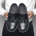 ALVIN Korea Fashion Loafers For Men Casual Leather Loafers Black Leather Shoes School Shoes men high school#8958. 