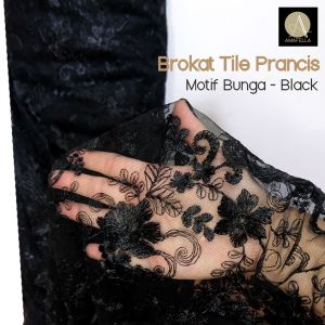 1meter (PANJANG 1 METER LEBAR 1.3)Kain Brukat Premium / Brokat abu Tile Prancis bahan Kebaya Lily Motif kain meteran Material Borkat Floral - Lazada