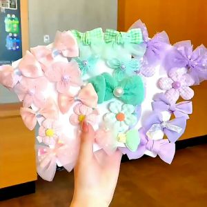 Set Jepit rambut Isi 10pcs Anak Motif Pita Bunga Gaya Korea Import
