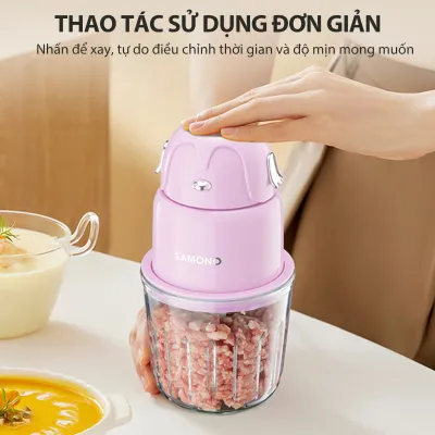 (MỚI-600ML) Máy xay ăn dặm 0.6L Samono SW-MFC600 cho bé 200W cối thủy tinh xay thịt nhuyễn mịn hành tỏi ớt -BH 1 năm