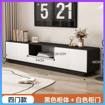 TV Cabinet Console New Solid Wood Rounded Corner Black TV Cabinet Small Living Room