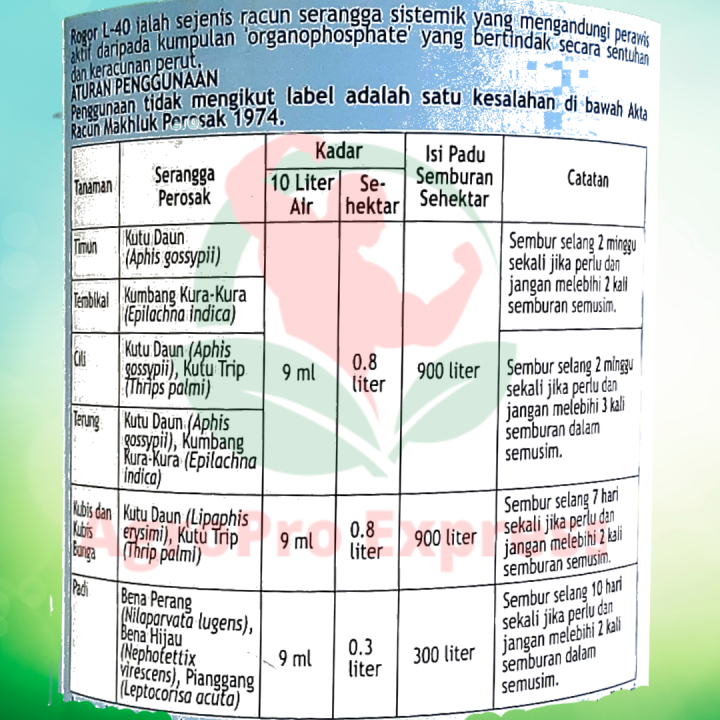 Zagro%20Rogor%20L-40%201%20Liter%20Racun%20Serangga%20Insecticide%20Dimethoate%2038%25%20Bena%20Kesing%20Kutu%20Daun%20-%20Image%203