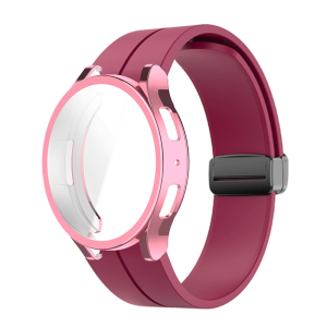 Silicone Magnetic Buckle Strap With Screen Protector Case For Samsung Galaxy Watch 6 classic 43mm 47mm Smartwatch Galaxy Watch 5 Pro 4 Classic 40 44 45mm Soft