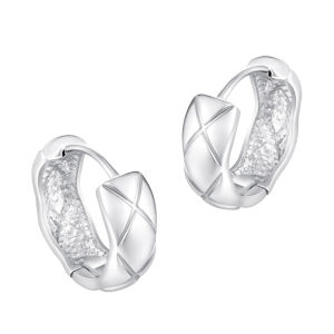 CTS 1 Pair Pt950 Platinum Diamond Pattern Lozenge Huggie Earrings CHOW TAI SENG 周大生 P0EC0214D