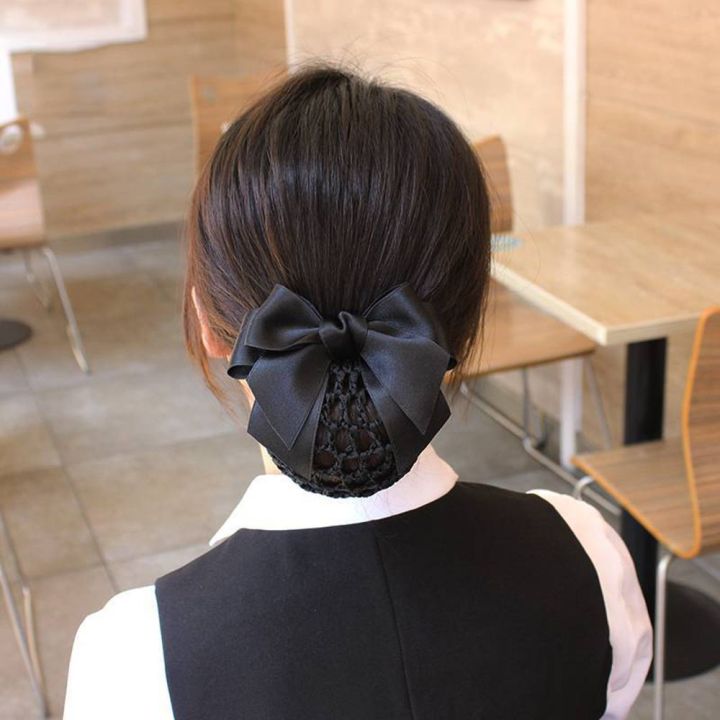 women for work hair net with ribbon black hair net for women long hair hair net for kitchen bunet for women hairnet with ribbon for women Vintage Headwear Female Nurse For Girls Hotel Hairgrips Cover Net Women Spring Clip Ponytail Clip Korean Bun Snood