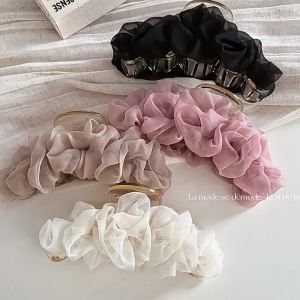 Kẹp Tóc Càng Cua Lưới Ren Hàn Quốc Cỡ Lớn Kẹp Tóc Cá Mập Phong Cách Nữ Tính Thời Trang