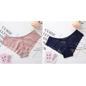 ELES 2 Pcs/Set Lace Seamless Panties for Women Low-Rise Hollow Transparent Briefs Plus Size Lingerie Women Underwear