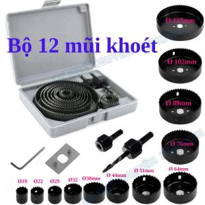 Bộ 12 mũi khoét thạch cao khoét gỗ mềm nhựa mica (KDN16H)