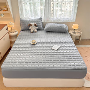 Cadar Tilam Simple Solid Color Mattress Protector Quilted Antibacterial Fittedsheet Queen/King Size Pillowcase