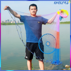 4.2M  High Strength Line Fishing Net Iron chain throwing net  hand throwing net  spinning net  Easy to throw fishing artifact flying disc type hand throwing fishing net