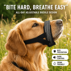 FIRST SONG Adjustable Dog Muzzle Reflective Soft Padded Pet Mouth Cover Dog Accessories Quick Release Anti Bark Dog  Outdoor Walking