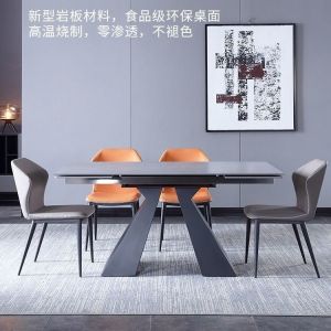 CraftedLiving SG-Sintered Stone Extendable Dining Table Home Use Dining Table and Chair Set + 4 6 Chairs