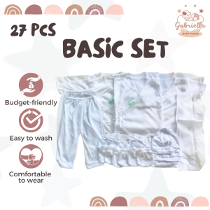 27pcs Basic Set Newborn Baby Clothes Barubaruan for Girl and Boy 0-6mos | Gabriella Infants Collection