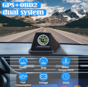 HUD Head-Up Display OBD+G-P-S Dual System Smart Gauge Driving Stopwatch Speedometer Odometer Digital Meter Alarm HUD Speedometer Speed Projector【not suitable for cars before 2012 year】