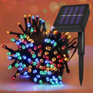 Lampu LED dekorasi AGUSTUSAN TENAGA SURYA RGB RAINBOW /Taman Hias Solar String Light 12 METER / Lampu LED Dekorasi Pohon Natal Tenaga Surya