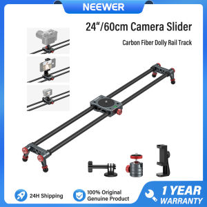 NEEWER 24"/60cm Carbon Fiber Camera Slider Dolly Rail Track with 360° Ball Head Action Camera Mount with Phone Clamp CSM2