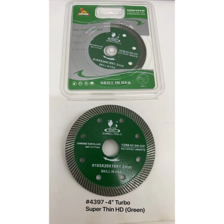 duwell 4" Diamond Cutting wheel disc for stone tiles wet and dry saw