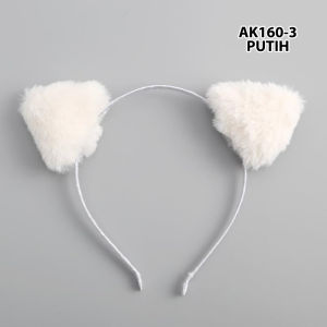 Bando Korea Perempuan Dewasa Aksen Kuping Kucing Bahan Kain Bulu Fashion Aksesoris Rambut AK160