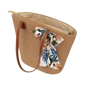 ZYJC Large Capacity Straw Beach Hat Fashionable Versatile Sun Hat Simple Sun Protection Beach Bag Beach Vacation