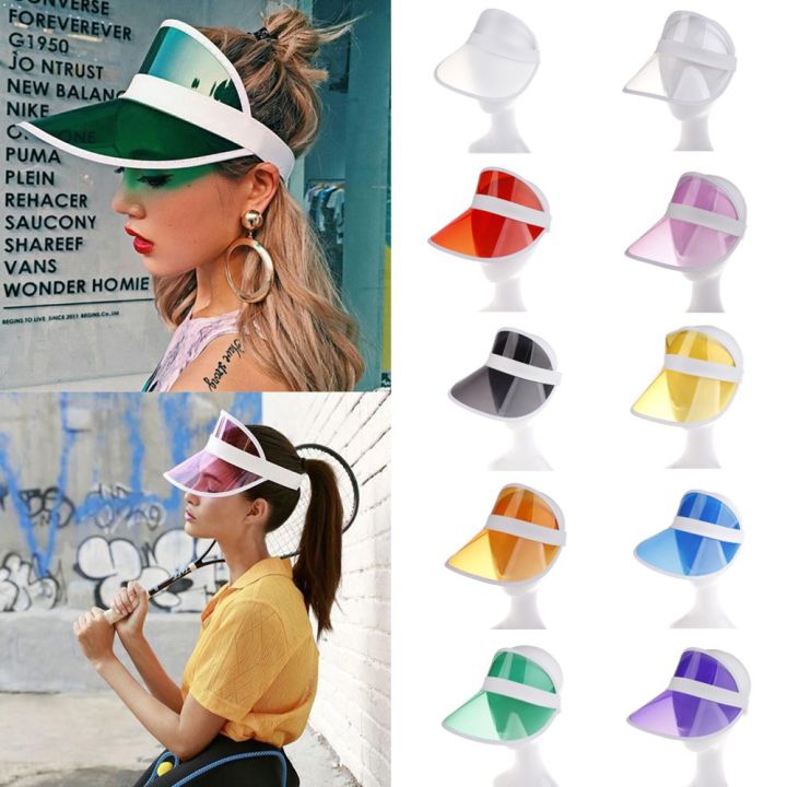 NIPATEM Women Plastic Transparent Sun Visor Summer PVC Outdoor Hat ...