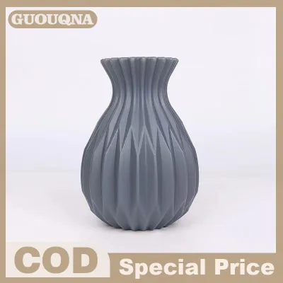 GUOUQNA แจกันดอกไม้นอร์ดิก1ชิ้นแจกันดอกไม้พลาสติกเซรามิกเทียมตกแต่งเดสก์ท็อปของตกแต่งงานแต่งงานจัดกลางโต๊ะ