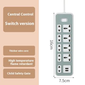 Multi-hole USB power strip with independent switch extension cord socket suitable for home dormitory and office