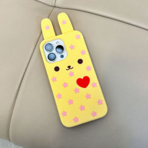 3D เคสศัพท์ซิลิโคนรูปกระต่ายการ์ตูนน่ารักสำหรับ iPhone 11 12 13 14 15 16 17 Pro Max เคสป้องกันซิลิโคนนุ่มสำหรับ iPhone 17