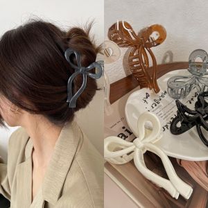 [Ready Stock+COD] Korean Acrylic Bowknot Grab Hair Clips For Women Girls Trendy New Design Fashion Hair Accessories