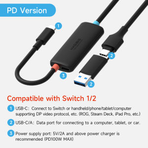 Hagibis USB3.0 Video Capture Card Portable TV Dock with 100W PD for Switch 1/2 to iPad Car Cable Gaming Live Streaming Recorder