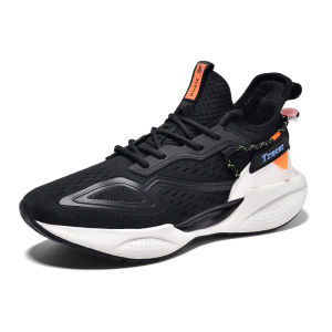 EDM Rubber Shoes Trendy Sneakers for Mens Athletic Breathable Running Shoes Low Cut Non-slip Sports Casual Shoes