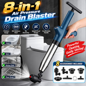 8-in-1 Air Pressure Drain Blaster Pipe Unclogger Toilet Plunger Pam Angin Paip Tersumbat Tandas Sinki Stainless Steel