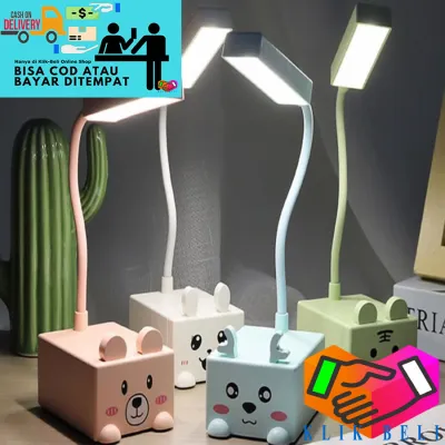 Klik-Beli Lampu Belajar Kotak Rechargeable Portable Lampu Meja LED Karakter Phone Holder Desk Lamp