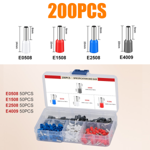 200Pcs Electric Wire Conector Crimp Connectors Wire Ferrule Terminal Connector Cable Terminals End Crimps Insulated Assortment