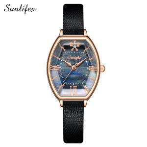 Sunlifex Jam Tangan Wanita 6118 Korea Anggun Santai Kuarsa Anti Air Tali Kulit Jam Tangan Cewek