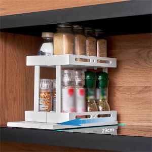 Homenhome Rotating Spice Rack Free Punching Rotating Storage Rack Kitchen Artifact Desktop Kitchen Storage Rack