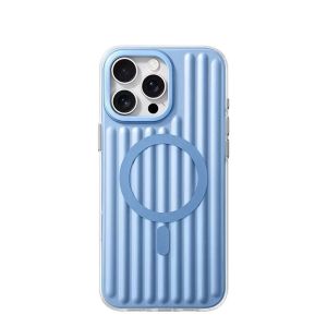 LUGGAGE Corrugated Strip Matte Magsafe Magnet PC TPU Phone Case for iPhone 16 Pro Max 15 Pro Max Non Yellowish Shockproof Case Cover Casing