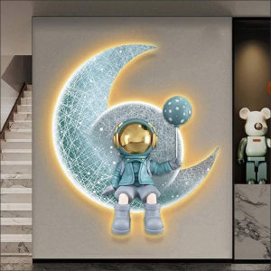(100% ẢNH CHỤP) Tranh đèn led phi hành gia 3 uv mặt mica sáng bóng trang trí decor kèm đinh treo