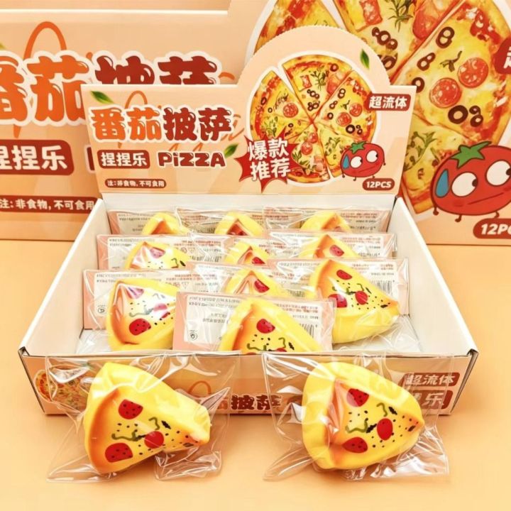 XINQUJIANG Pizza Hot Dog Fluid Toast Squishy Realistic Slow Rising