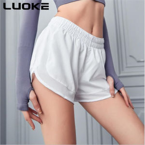 Luoke sports shorts woman Quick-drying Breathable Comfortable Adjustable Waist Tightening Stitching Mesh Hem Anti-wear Lining Yoga Fitness Running Jumping Leisure running short pants for women