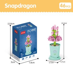 Mumystation Blok Susun Pot Bunga Buket Simulasi DIY Building block bouquet Partikel Mini Mainan Edukasi Anak Flower Zodiak Cina